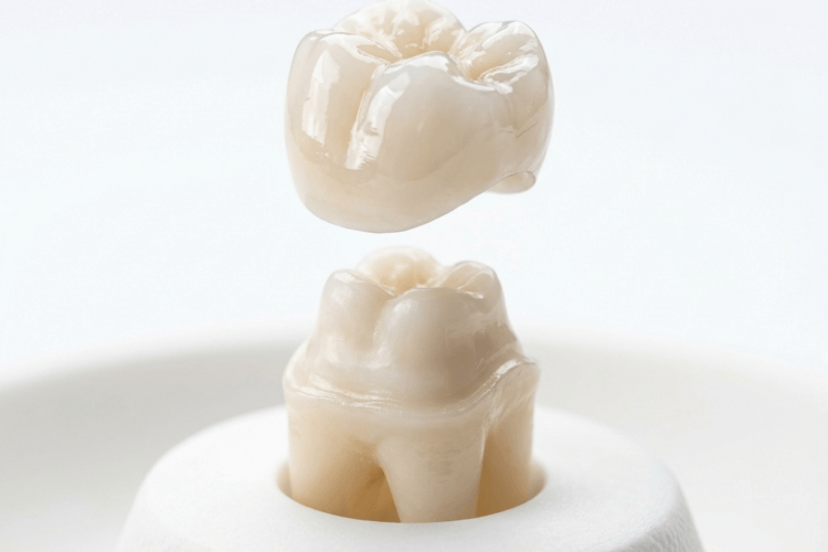 Dental crown on a tooth